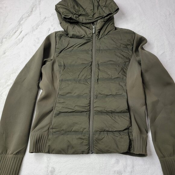 Lululemon Women's Armory Green Down & Around Insulated Bomber Jacket Size 6 - Picture 2 of 7